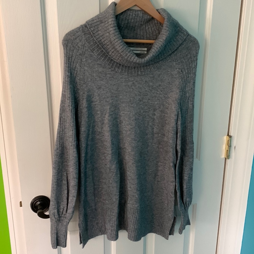 Anthropologie women's grey cowl neck tunic sweater